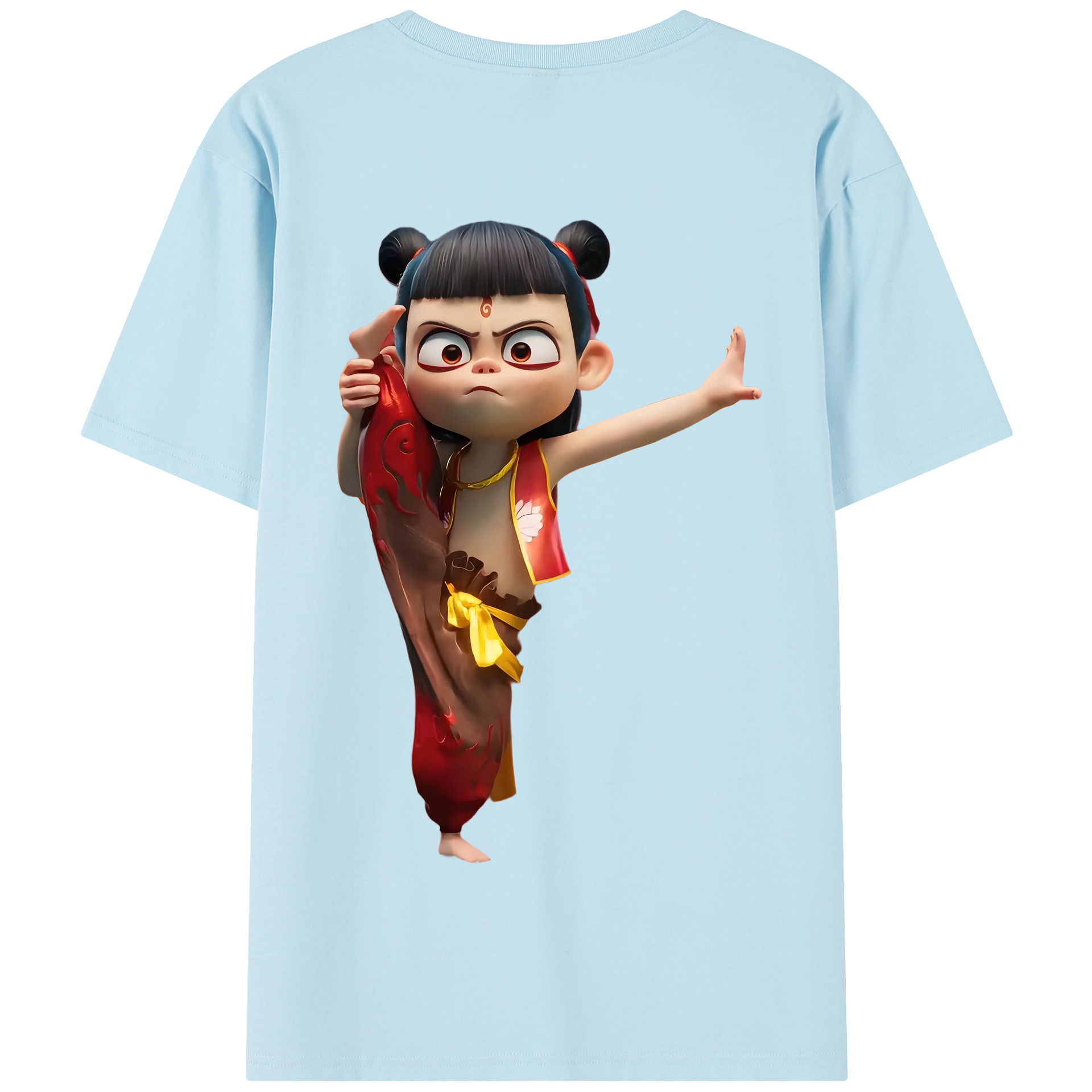 （画像用） Ne Zha 2 ナタ 魔童の大暴れ 綿100％半袖Tシャツ（背面プリント）